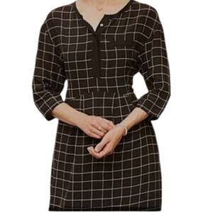 Steven Alan Womens Silk Black White Windowpane Plaid Dress Size 2